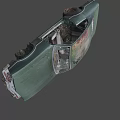 Old Green Abandoned Car With Rusted Body Open Doors And Damaged Interior