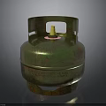 Metal LPG Gas Cylinder With Yellow Valve And Greenish Brown Exterior
