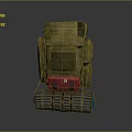 Durable Khaki Backpack With Red Pouch Multiple Pockets And Roller Base