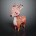 Cute Brown Plush Deer Toy With White Spots And Pink Cheeks Small Antlers On Head
