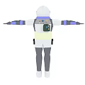 Man Wearing White and Purple Astronaut Suit with Gray Accents Arms Outstretched