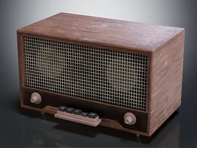 Vintage Wooden Speaker Featuring Classic Design Speaker Grille Control Knobs And Buttons 3d model