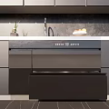 Modern Stainless Steel Kitchen Sink With Sleek Countertop Faucet And Cabinets