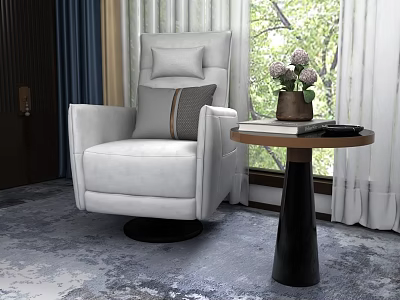 Modern Light Luxury Single Person Sofa Chair Lazy Sofa Round Coffee Table Flower Hydrangea 3d model