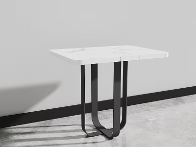 Modern Coffee Table With White Marble Top And Black Metal Legs In Living Room 3d model