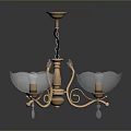 Elegant Chandelier Combination With Golden Frame And Silver Bowl Shades