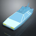 Blue 3D Model Car Featuring Streamlined Design Top Antenna And Yellow Headlights