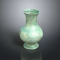 Traditional Bronze Decorative Vase With Greenish Patina And Carved Patterns