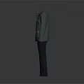 Green Jacket With Multiple Pockets And Black Straight Leg Trousers Outfit