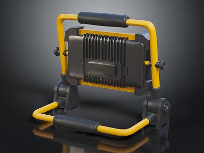 Portable Folding Furniture With Yellow Black Frame Handle And Stable Stand Design 3d model