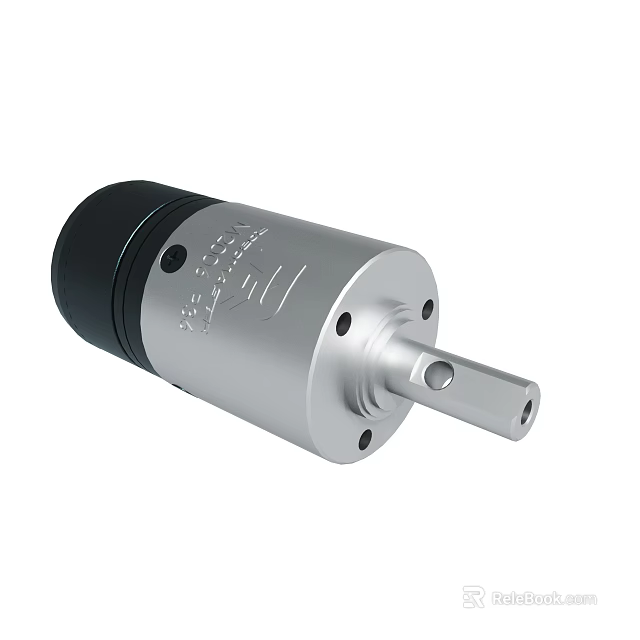 Industrial Mechanical Component With Metal Housing And Black End Cap Shaft 3d model 
