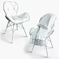 Stylish Green And White Chairs With Gray Blanket And Wooden Legs