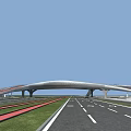 Unique Modern Bridge At Traffic Intersection With Streamlined Wing Structure And Surrounding Roads 3d model