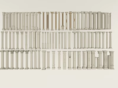Various Classical Roman Columns in Diverse Architectural Styles and Stone Materials 3d model