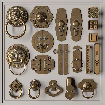 Various Styles of Metal Door Handles with Decorative Vintage Designs 3d model Various Styles of Metal Door Handles with Decorative Vintage Designs 3d model