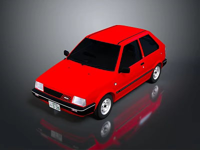 Red Compact Car With Modern Exterior Design Sleek Body And Shiny Finish 3d model