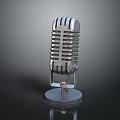 Vintage Metal Microphone With Striped Design And Round Base Classic Style