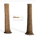 Natural Stone Wood Tree Trunks With Textured Bark And Stone Base