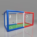 Kids Football Goal Play Equipment With Red Blue Frame Green Turf And White Net