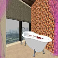 Serene SPA Sauna Room with Massage Beds Lattice Windows Wooden Flooring and Circular Ceiling Decor