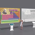 Interactive Educational Periodic Table Display With Girl Pointing And Digital Interface 3d model