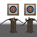Archery Sports Equipment With Wooden Stands Crossbows And Targets For Training Practice