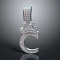 Elegant Sparkling Letter C Jewelry Sculpture With Diamond Inlaid Crown Design