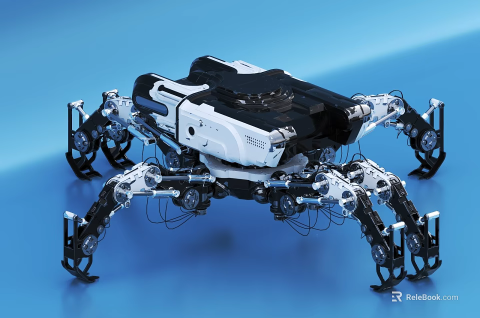Smart Robot Machine With Multiple Mechanical Legs White Black Exterior And Advanced Design 3d model 