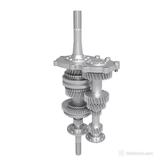 Mechanical Gear Transmission System With Shafts And Precision Engineered Components 3d model 