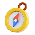 Toy Compass With Yellow Case Red And Blue Pointer White Dot Brown Loop Top
