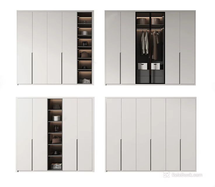 Modern White Wardrobe With Sliding Doors Spacious Interior And Organized Storage 3d model 