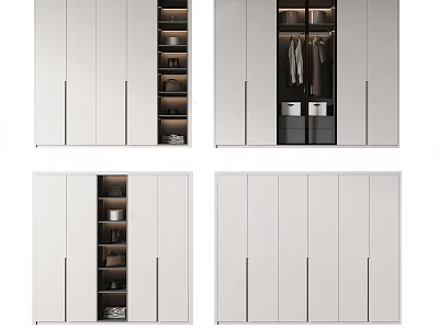 Modern White Wardrobe With Sliding Doors Spacious Interior And Organized Storage 3d model