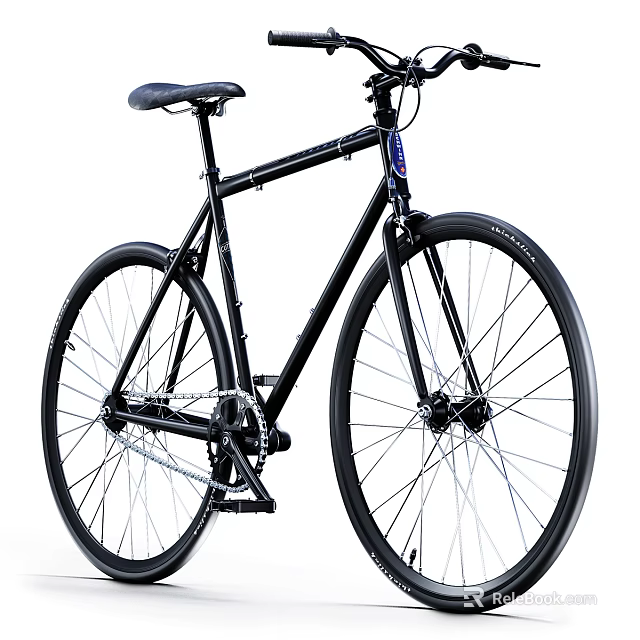 Black Urban Commuter Bicycle With Sleek Frame And Spoked Wheels 3d model 