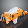 Cartoon Cat Plush Toy Lying Down With Orange White Black Fur And Pink Ears Paws 3d model