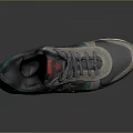 Fashionable Casual Sneakers Featuring Green Stripes Gray Upper Red Accents And White Sole