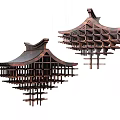 Traditional Chinese Wooden Chandelier with Pagoda Inspired Layered Design for Home Decor