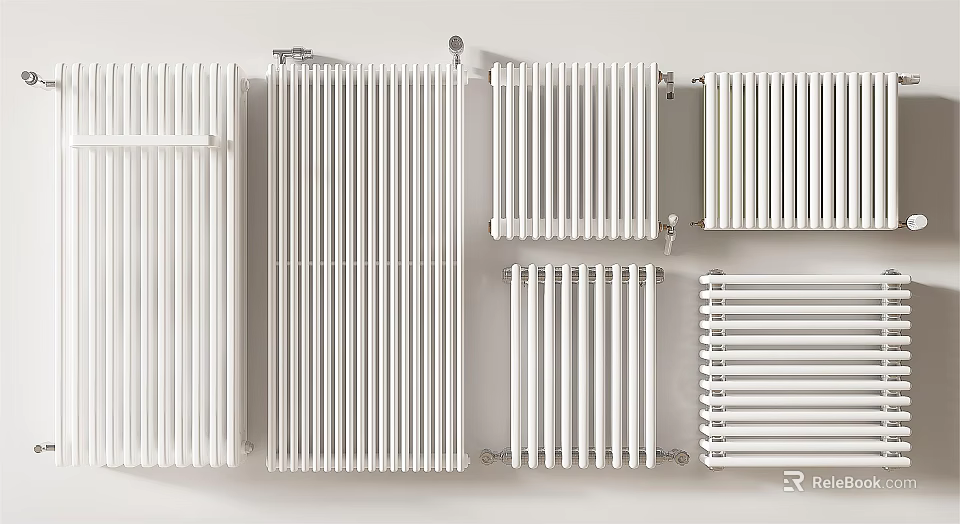 White Wall Mounted Column Radiators in Modern and Traditional Home Styles 3d model 