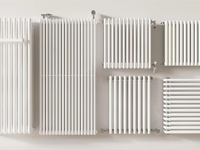 White Wall Mounted Column Radiators in Modern and Traditional Home Styles 3d model