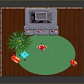 Festive Christmas Indoor Scene With Christmas Tree Fireplace Gifts Stockings And Decorated Walls