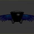Space Exploration Craft With Blue Wings Black Canopy And Purple Lights