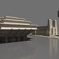 Modern Concrete Architectural Structures With Multi Level Platforms Tower And Gray Tones 3d model