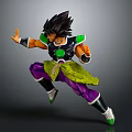 Broly Anime Game Character Action Figure Dynamic Pose Black Spiky Hair Green Armor Purple Pants
