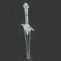 Fantasy Sword With Green Glowing Blade And Decorative Hilt In Mythical Design