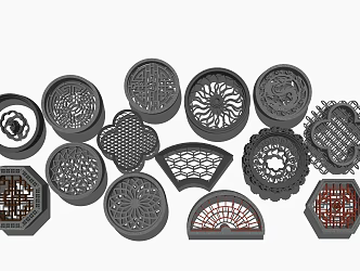 New Chinese Style Carved Window 3d model