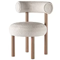 Modern Leisure Chair With Beige Textured Fabric And Light Brown Wooden Legs