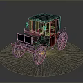 Vintage Horse Drawn Carriage With Black Top Red Wheels And Cobblestone Ground