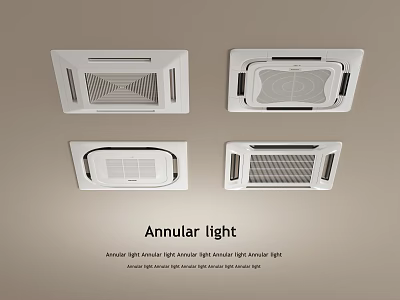 Modern White Ceiling Mounted Air Conditioner Fan With Recessed Design And Annular Light 3d model