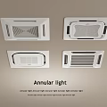Modern White Ceiling Mounted Air Conditioner Fan With Recessed Design And Annular Light