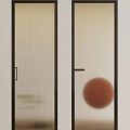 Modern Glass Hinged Doors With Black Frame Vertical Stripes And Circular Pattern 3d model
