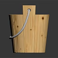 Wooden Bucket With Natural Wood Grain And Rope Handles For Daily Living